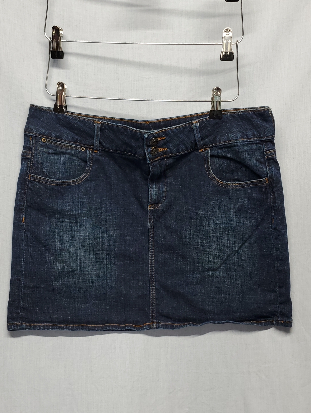 Old Navy Dark Blue Denim Mini Skirt with Double Button Waist #354